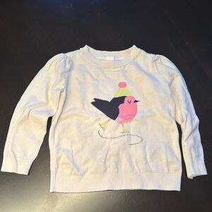 GAP Kids Cream Sweater with Pink Bird Design